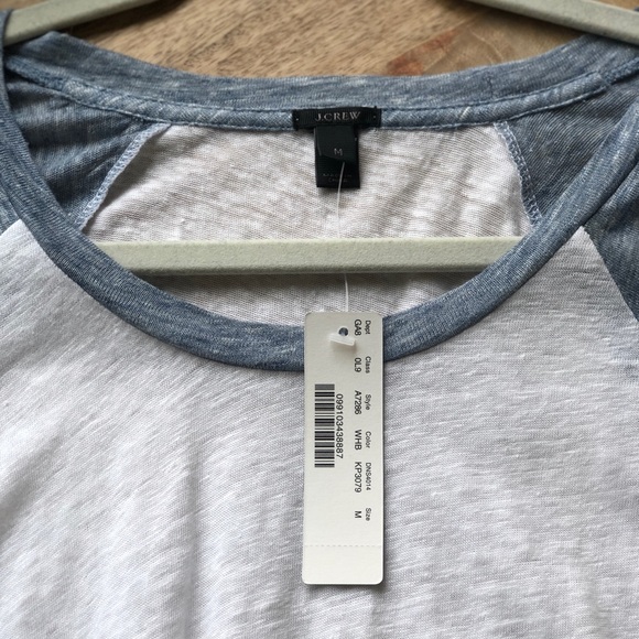 J Crew linen baseball tee Size Medium **NWT** - Picture 4 of 5